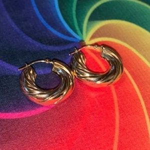 Hollow Gold Twisted Gold Hoops